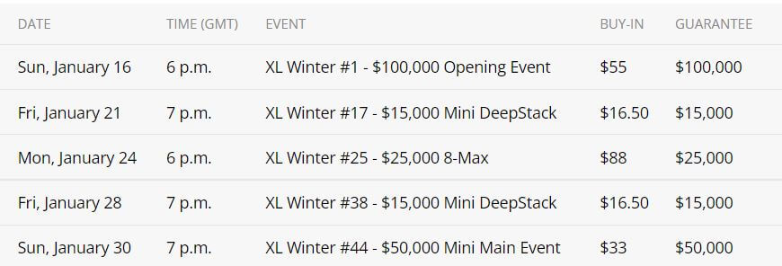 The 888poker XL Winter Series 2022 kicks off on Sunday The 888poker XL Winter Series 2022 kicks off on Sunday