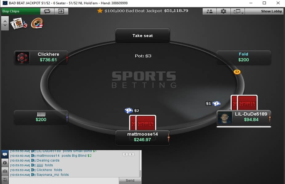 Sportsbetting Cash Game Table