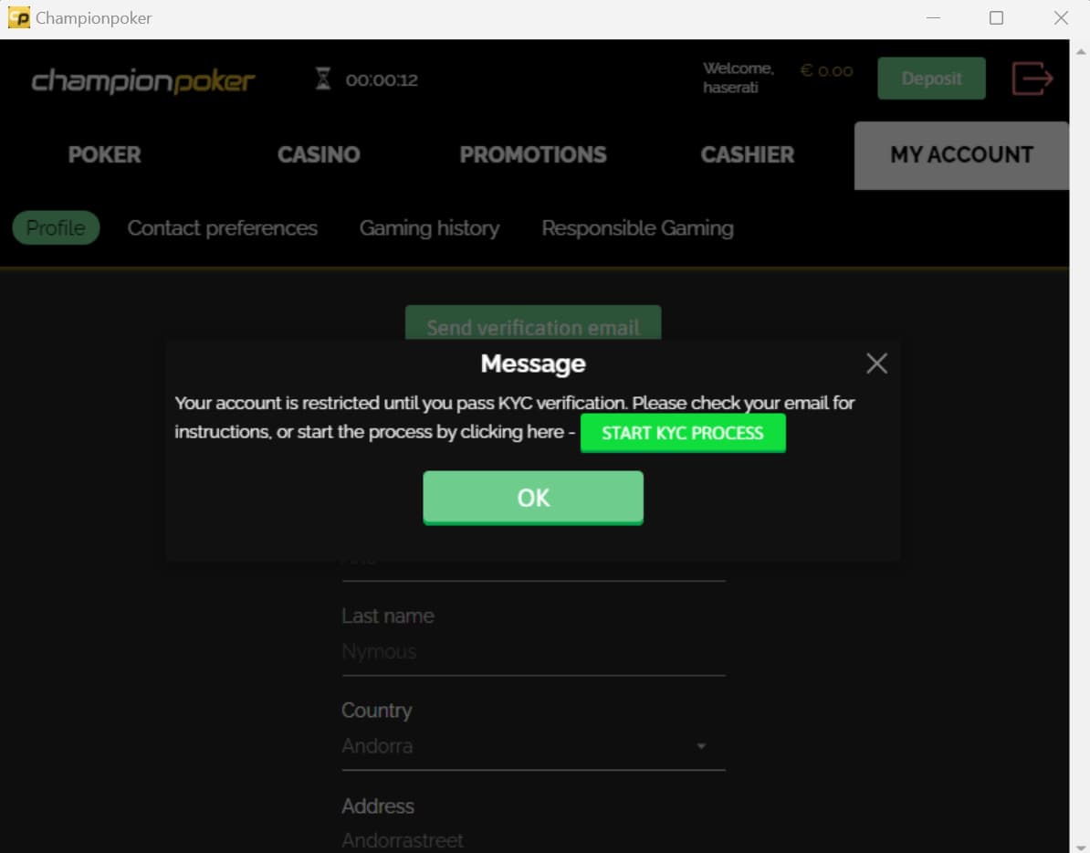 ChampionPoker KYC Process ChampionPoker KYC Process