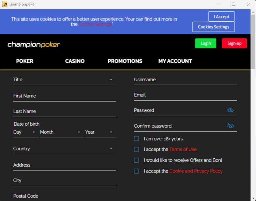 ChampionPoker Registration Process ChampionPoker Registration Process