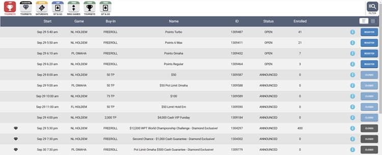 ClubWPT Tournament Schedule