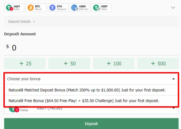 natural8 welcome bonus