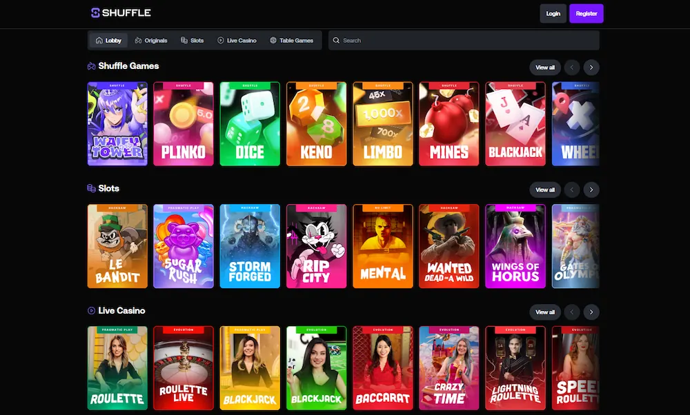 shuffle casino pelit