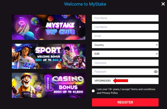 código promocional mystake