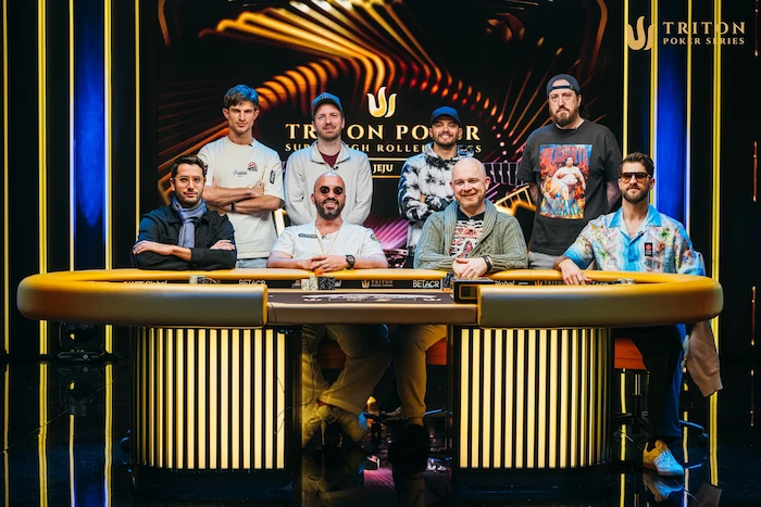 Event 8 final table players (clockwise from back left): Mario Mosbock, Mike Watson, Brandon Wilson, Steve O’Dwyer, Matas Cimbolas, Dylan Linde, Bryn Kenney, Juan Pardo. Event 8 final table players (clockwise from back left): Mario Mosbock, Mike Watson, Brandon Wilson, Steve O’Dwyer, Matas Cimbolas, Dylan Linde, Bryn Kenney, Juan Pardo.