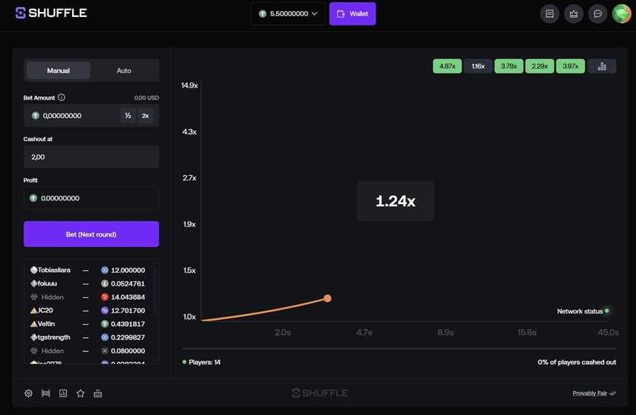 Shuffle Casino Crash Game