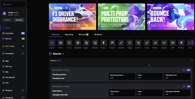 shuffle casino zakłady sportowe z kryptowalutami