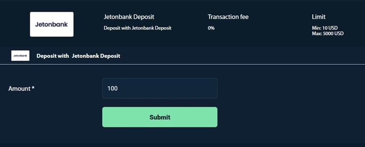 Making a Deposit at Rolletto using Jetonbank