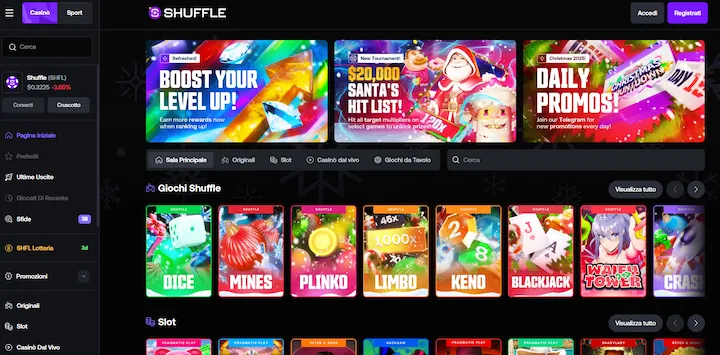 Shuffle casinò senza documenti