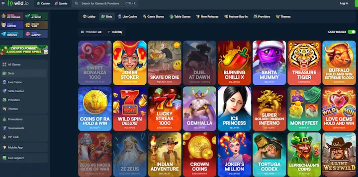 wild.io casino lobby