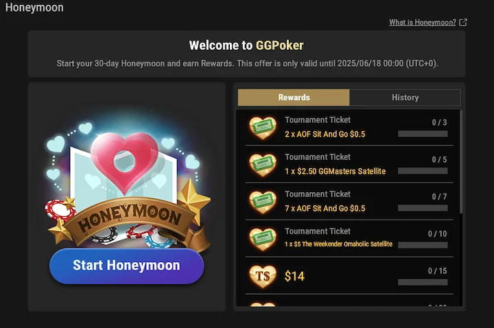ggpoker start honeymoon promotion