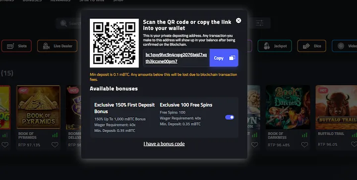 mbit casino exclusive first deposit bonus