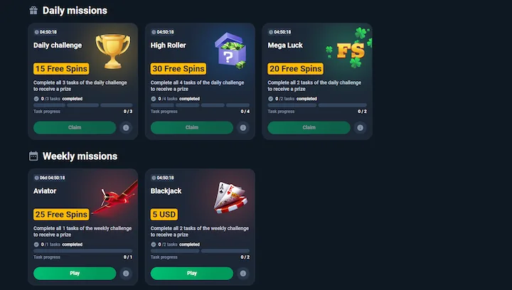 coins.game daily and weekly missions