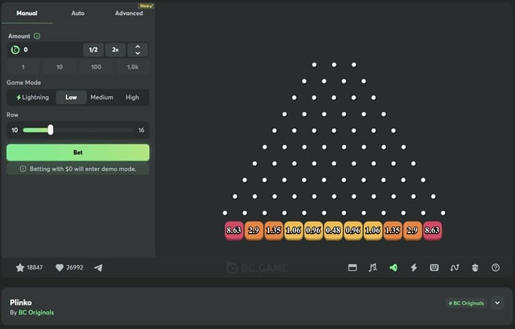Plinko at BC.Game