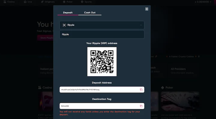betplay.io deposit with Ripple (XRP)
