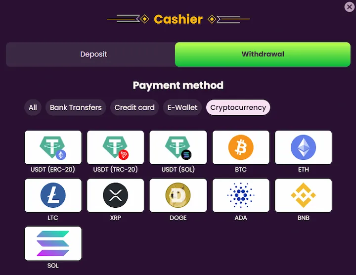 dragonslots withdrawal cashier