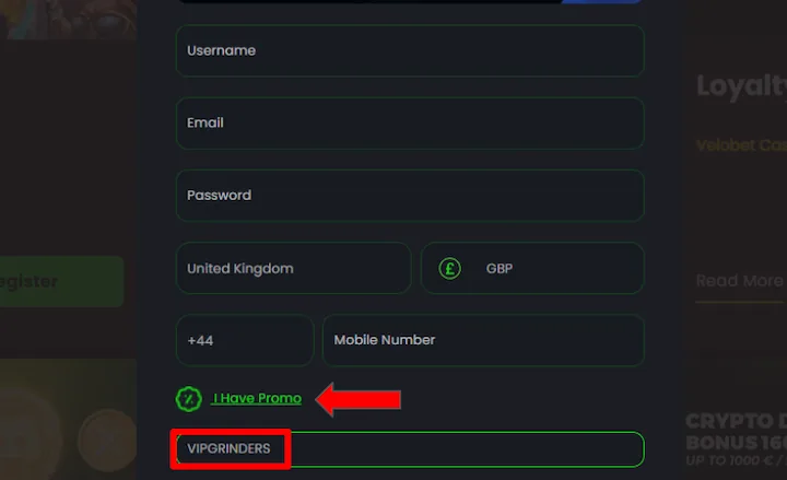 velobet promo code VIPGRINDERS