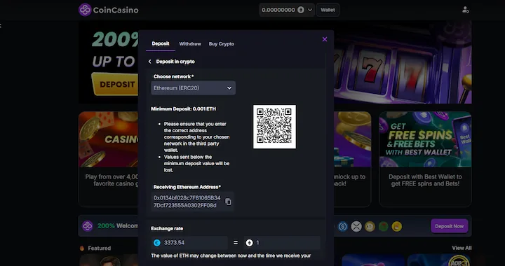 coincasino deposit ethereum