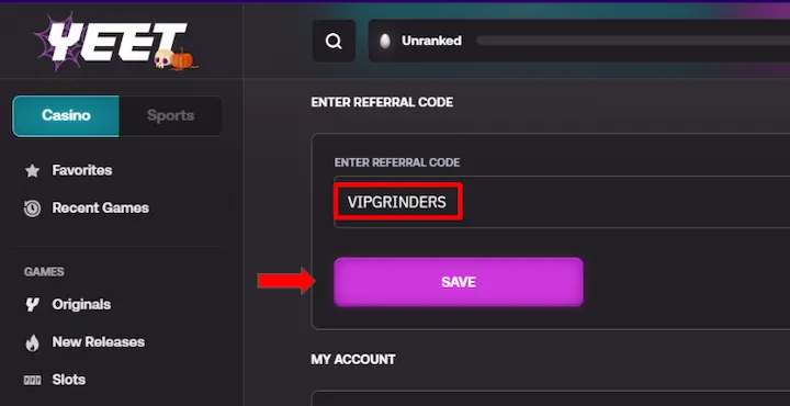 Yeet Casino referral code VIPGRINDERS