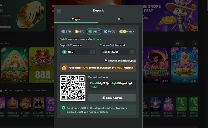 bc.game deposito con tether (USDT)