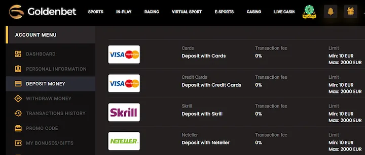 goldenbet deposit with mastercard