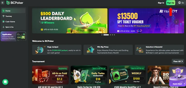 BCPoker open registration form