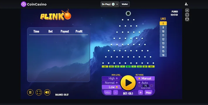 Plinko at CoinCasino
