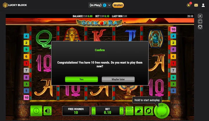 lucky block 10 free spins no deposit bonus