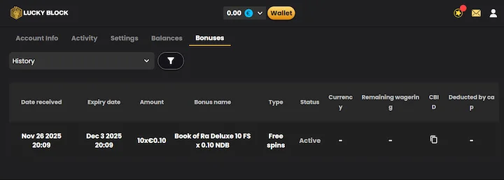 lucky block no deposit free spins