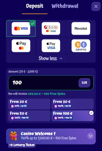 SpinGranny cajero elegir bono de depósito